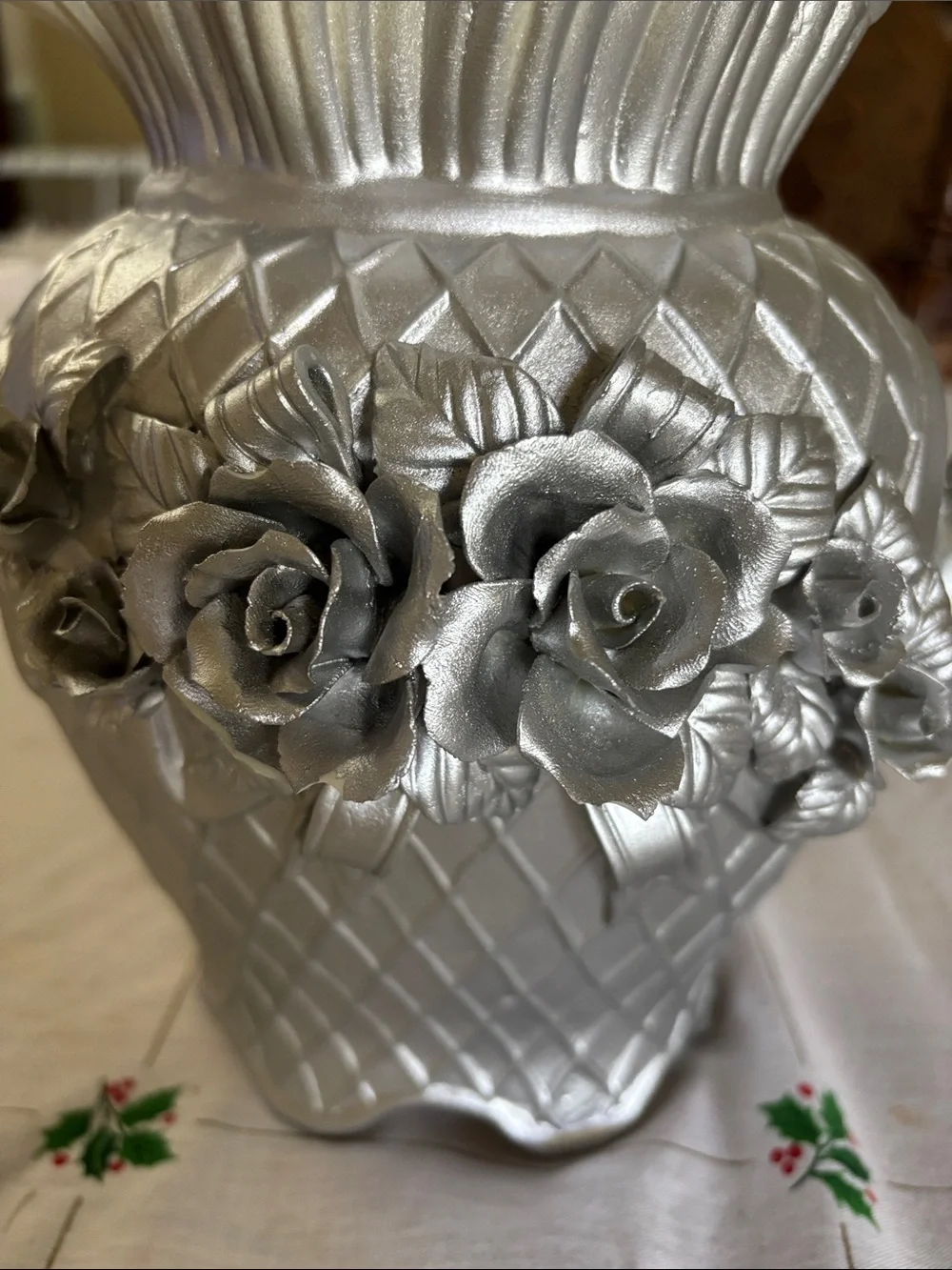 Decorative Silver Floral Pitcher - Elegant Home Accent
